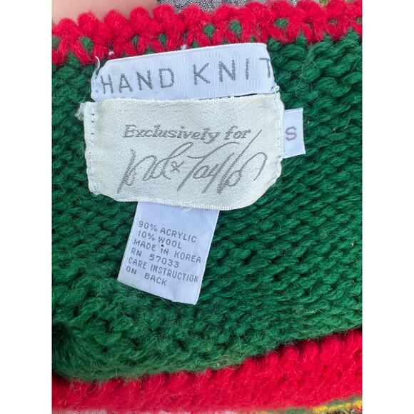 Vintage Karl and Taylor hand knit wool Christmas sweater with snowman size sm - Picture 6 of 6